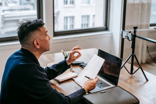 Man Preparing Online Course Content